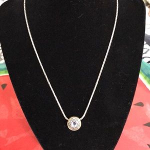 Brighton Circular Pendant with Blue Stone Necklace